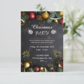 Zwart en goud Elegant Kerstfeest Kaart (Staand voorkant)