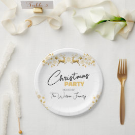 Zwart en Goud Elegant Kerstfeest Papieren Bordje