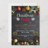 Zwart en goud elegant kerstfeest uitnodiging (Voorkant)