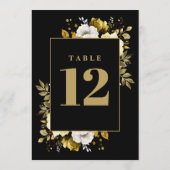 Zwart en Goud Elegant Land Bloemen Tafelnummer (Achterkant)