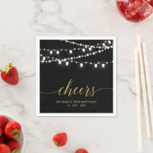Zwart en goud | Elegant Lights Adult Birthday Part Servet (Insitu)