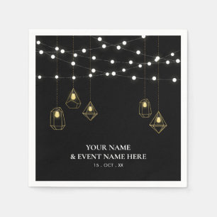 Zwart en goud   Elegant Lights Custom Party Napkin Servet