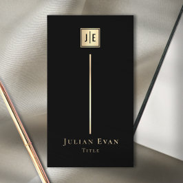 Zwart en Goud Elegant Luxe Monogram Visitekaartje