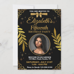 Zwart en goud elegant luxe verjaardag kaart