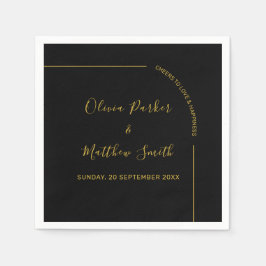 Zwart en goud Elegant Minimalistisch Huwelijk Servet