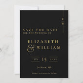 Zwart en goud Elegant Monogram Huwelijk Save The Date (Voorkant)