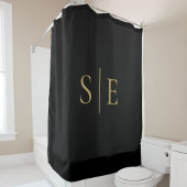 Zwart en goud elegant monogram minimalistisch douchegordijn