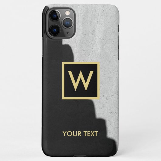 Zwart en goud Elegant Monogram Tekst iPhone Case Hoesje (Achterkant)