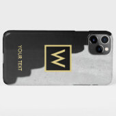 Zwart en goud Elegant Monogram Tekst iPhone Case iPhone Hoesje (Achterkant horizontaal)
