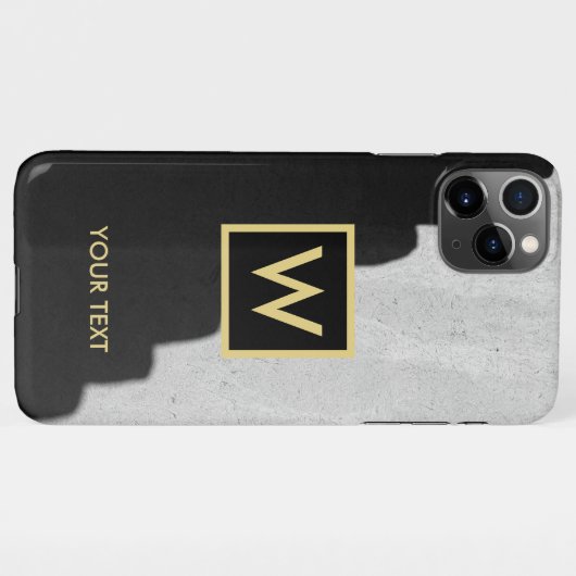 Zwart en goud Elegant Monogram Tekst iPhone Case iPhone Hoesje (Achterkant horizontaal)