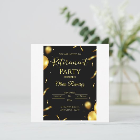 Zwart en goud Elegant pensioen (Staand voorkant)