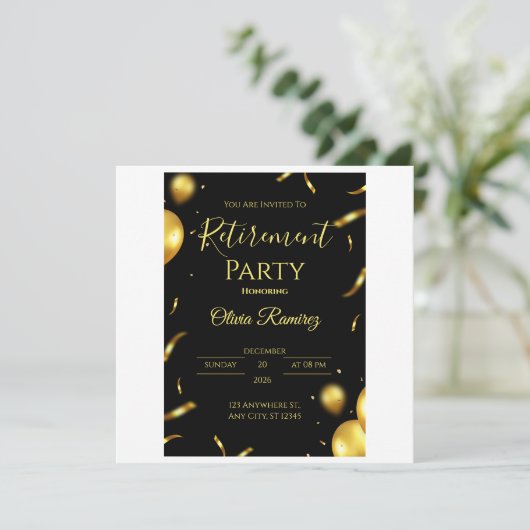 Zwart en goud Elegant pensioen Bedankkaart (Staand voorkant)