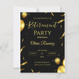 Zwart en goud Elegant pensioen Briefkaart