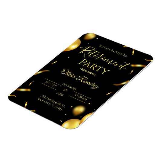 Zwart en goud Elegant pensioen Magneet (Linkerzijde)