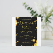 Zwart en goud Elegant pensioen Save The Date (Staand voorkant)