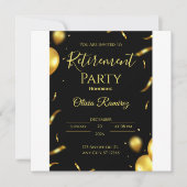 Zwart en goud Elegant pensioen Save The Date (Voorkant)
