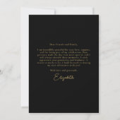 Zwart en goud Elegant Photo Script Afstuderen Bedankkaart (Achterkant)
