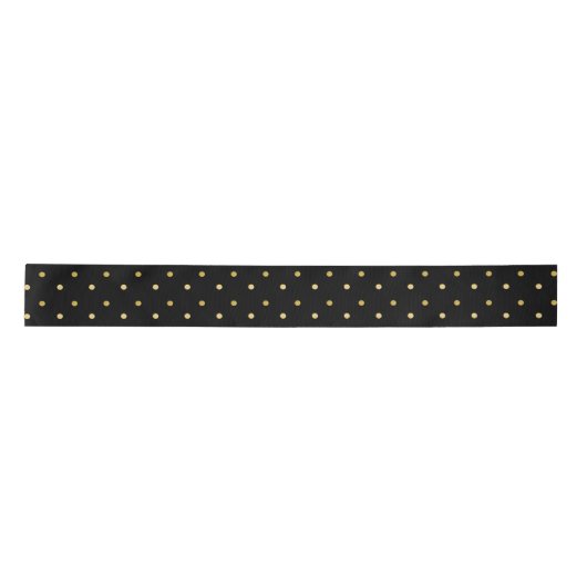Zwart en goud Elegant Polka Dots Patroon Satijnen Lint (Voorkant)