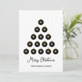 Zwart en goud Elegant Record Disc Bauble Feestdagenkaart (Staand voorkant)