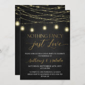 Zwart en Goud Elegant Script Elopement Bruiloft Kaart (Voorkant / Achterkant)