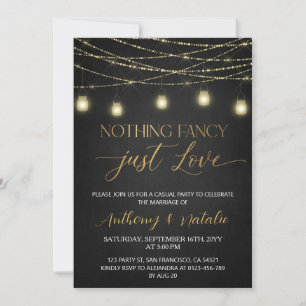 Zwart en Goud Elegant Script Elopement Bruiloft Kaart
