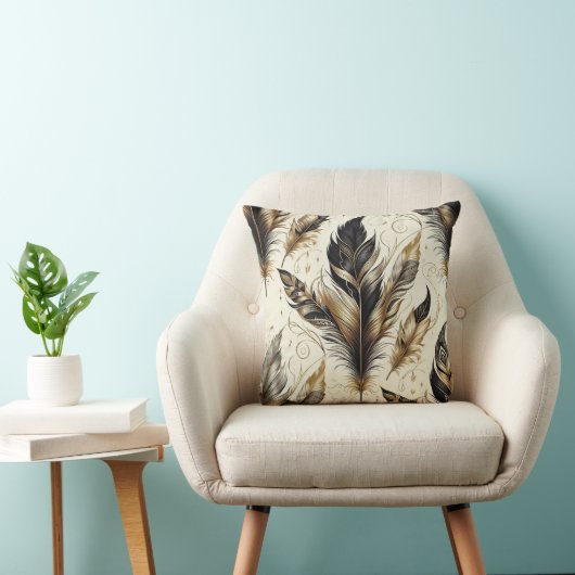 Zwart en Goud Elegant Veerkussen Kussen (Stoel)