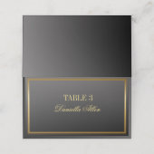 Zwart en Goud Elegant Wedding Place Card Plaatskaartje (Buitenkant ongevouwen)