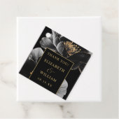 Zwart en goud Elegante Bloemen bruiloft Dank u Bedankjes Labels (In situ)