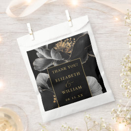 Zwart en goud Elegante Bloemen bruiloft Dank u Bedankzakje