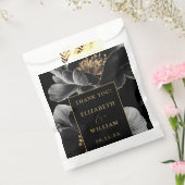 Zwart en goud Elegante Bloemen bruiloft Dank u Bedankzakje (Gezegeld)