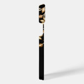 Zwart en Goud Elegante Bloemen iPhone Hoesje (Rechterkant)