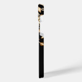 Zwart en Goud Elegante Bloemen iPhone Hoesje (Linkerkant)