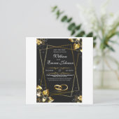 Zwart en goud elegante bruiloft feestdagenkaart (Staand voorkant)