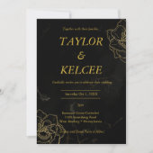 Zwart en Goud Elegante  bruiloft Kaart (Voorkant)