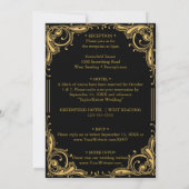 Zwart en Goud Elegante bruiloft Kaart (Achterkant)