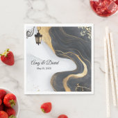 Zwart en goud elegante bruiloft servetten (Insitu)