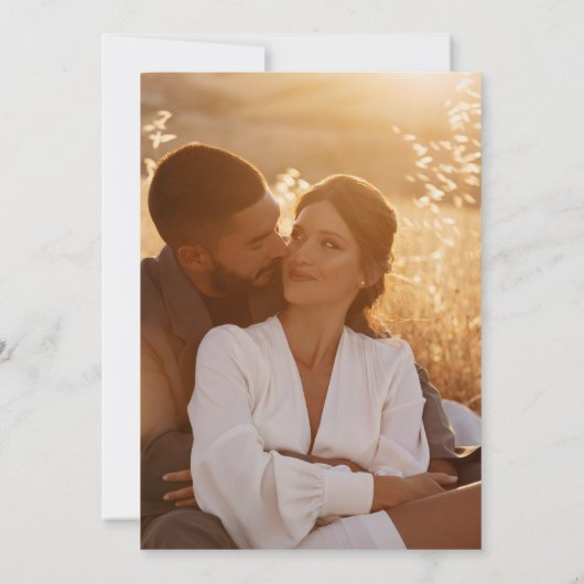 Zwart en goud Elegante Chic Bloemen Fotobruiloft Save The Date (Achterkant)