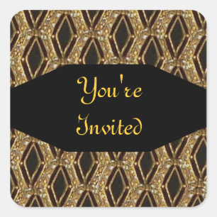 Zwart en Goud Elegante Envelopzegel Vierkante Sticker