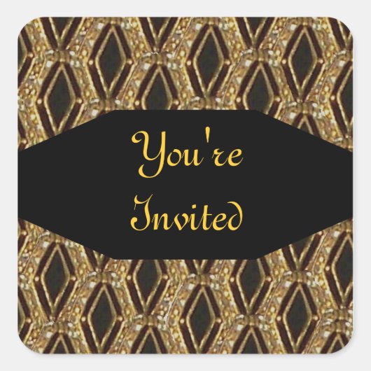 Zwart en Goud Elegante Envelopzegel Vierkante Sticker (Voorkant)