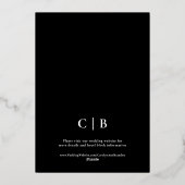 Zwart en Goud Elegante Huwelijksuitnodiging Folie Uitnodiging (Achterkant)