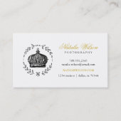 Zwart en Goud Elegante Kroon Visitekaartje (Voorkant)