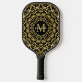 Zwart en goud Elegante Mandala Monogrammed Pickleball Paddle (Achterkant)
