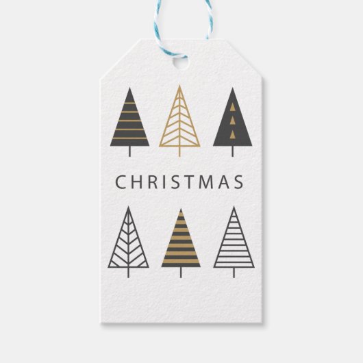 zwart en goud elegante minimal Kerstmis Cadeaulabel (Voorkant)