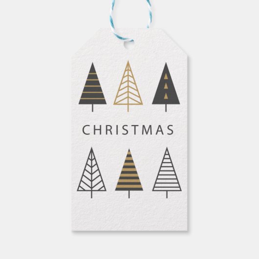 zwart en goud elegante minimal Kerstmis Cadeaulabel (Achterkant)