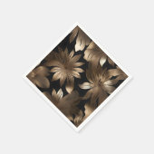 Zwart en Goud Elegante Moderne Bloemen Servet (Hoek)