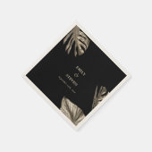 Zwart en Goud Elegante Moderne Botanische Bruiloft Servet (Hoek)