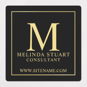 Zwart en Goud Elegante Monogram Zakelijke Etikette Labels