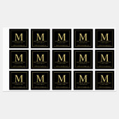 Zwart en Goud Elegante Monogram Zakelijke Etikette Labels (Vel)