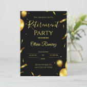 Zwart en goud elegante pensionering  kaart (Staand voorkant)