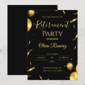 Zwart en goud elegante pensionering  kaart (Voorkant / Achterkant)